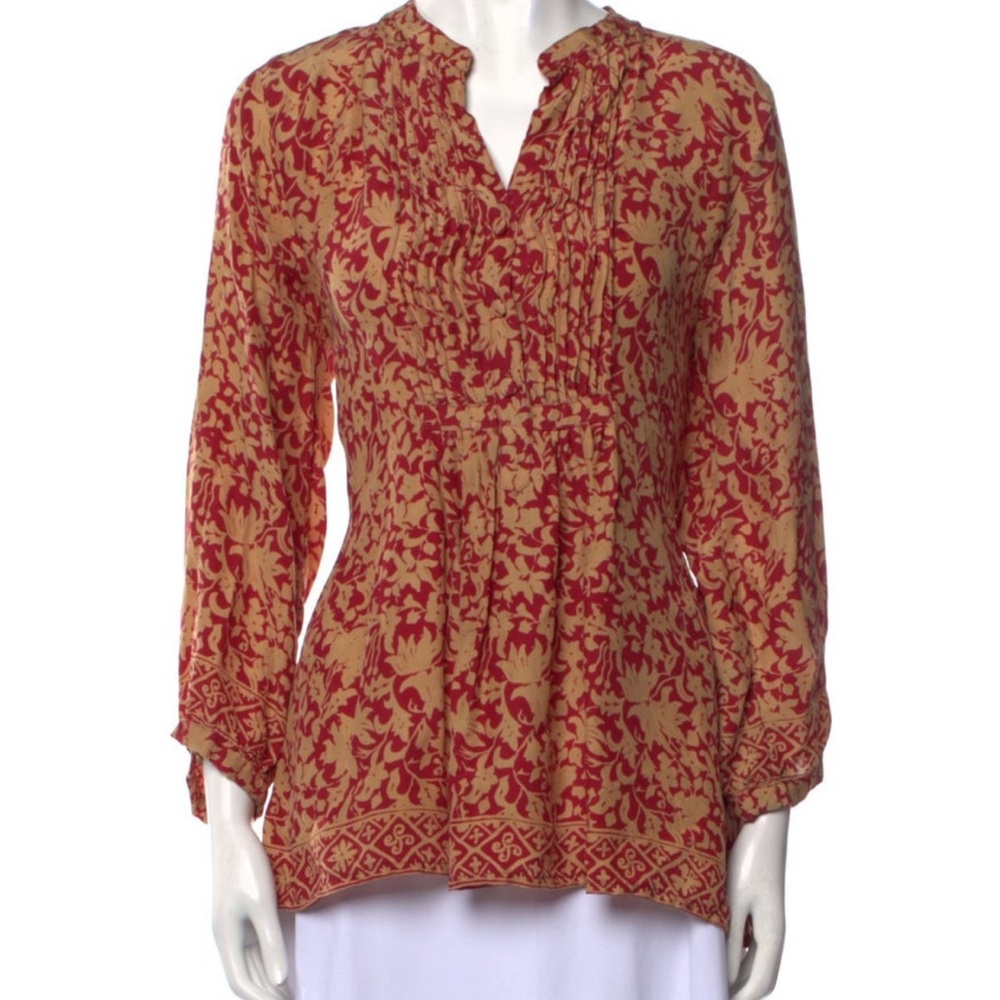 Natalie Martin Red Silk Blouse Size XS